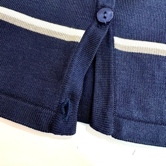 Pendleton cardigan sweater silk blend navy ivory tan stripes Small - Picture 6 of 9